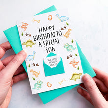 Load image into Gallery viewer, Dinosaur Birthday Card, For Son, Nephew, Grandson, For Him, Children's Birthday Card, Personalised Card for Boy, Any Age, Special Age