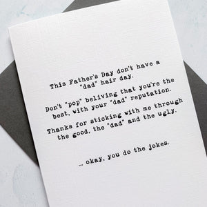 Dad Jokes Father's Day Card, Father's Day Card, Father's Day UK, Pun Dad Card, Pun Joke, Dad Jokes Card, Father's Day Puns Card.