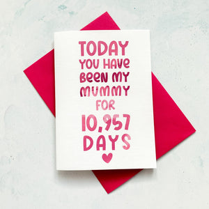 Mum Days Anniversary Card, Mummy Birthday Card, Birthday card for Mum Card, Birthday card for Mommy, Personalised