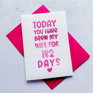 Wife Days Anniversary Card, Wife Anniversary Card, Girlfriend Anniversary Card, Anniversary card for Wife, Card for Husband, Personalised