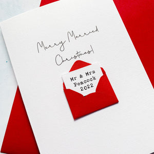 Merry Married Christmas Card, Husband Christmas Card, Christmas card for Wife, 1st christmas card, 1st Married Christmas, Newlywed Christmas
