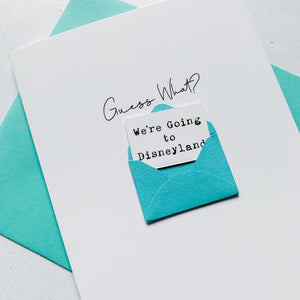Surprise Holiday Announcement Card, Guess What, Going on holiday card, Holiday reveal card, holiday reveal ideas, trip reveal