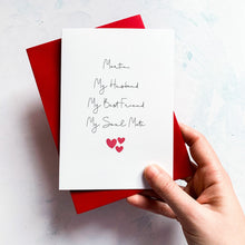 Load image into Gallery viewer, Husband, Best Friend, Soul Mate Anniversary Card, Husband Anniversary Card, Boyfriend Anniversary Card, Anniversary card for Wife