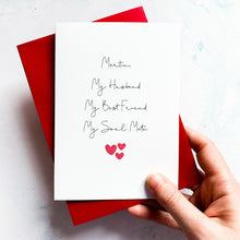 Load image into Gallery viewer, Husband, Best Friend, Soul Mate Anniversary Card, Husband Anniversary Card, Boyfriend Anniversary Card, Anniversary card for Wife
