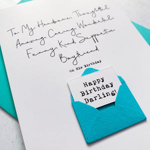 To My Wonderful Boyfriend Birthday Card, Boyfriend Birthday Card, Partner Birthday Card, Birthday card for Boyfriend, Personalised Card