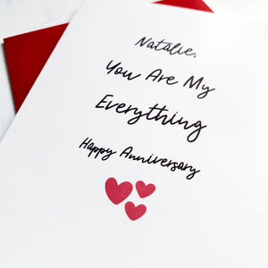 My Everything Anniversary Card, Girlfriend Anniversary Card, Anniversary card for Wife, Personalised card for Husband, Wife Anniversary