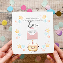 Load image into Gallery viewer, Personalised Birthday Card – Cute Pink Gift Card With Cake Theme Design