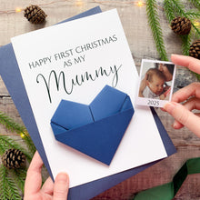 Load image into Gallery viewer, First Christmas Mummy Card – Personalised Origami Heart Keepsake Photo Gift A5