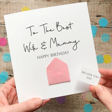 Load image into Gallery viewer, Wife Mummy Birthday Card – Personalised Keepsake With Custom Age, Bright White Silk