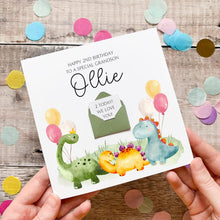 Load image into Gallery viewer, 2nd Birthday Card - Personalised Dinosaur Card With Custom Watercolour Dino Art