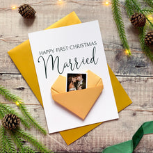 Load image into Gallery viewer, First Christmas Card - Personalised Origami Heart Keepsake Gift | Large A5 Photo Insert