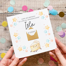 Load image into Gallery viewer, Personalised Granddaughter Card – Confetti Cake Design Birthday Greeting, Custom Name