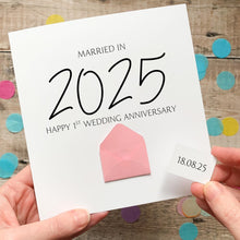 Load image into Gallery viewer, Personalised 1st Anniversary Card – Custom Wedding Date Keepsake With Mini Envelope