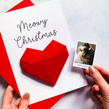 Load image into Gallery viewer, Personalised Cat Christmas Card - Handmade Origami Heart Photo Keepsake Gift