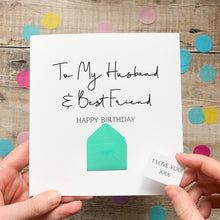 Load image into Gallery viewer, Husband Birthday Card - Personalised Partner Gift With Custom Age &amp; Mini Envelope