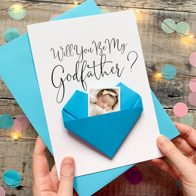 Godparent Proposal Card – Handmade Keepsake with Origami Heart & Custom Wording