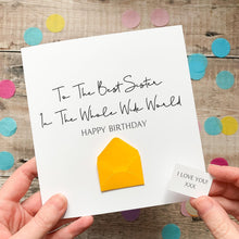 Load image into Gallery viewer, Best Sister Birthday Card – Personalised Handmade UK Keepsake With Secret Message