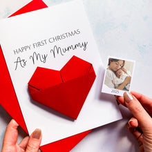 Load image into Gallery viewer, Personalised Origami Heart Card – 1st Christmas As Mummy Keepsake Photo Gift
