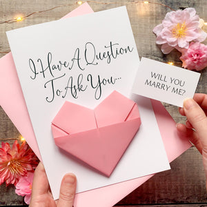 Origami Heart Proposal Card – Handmade Keepsake A5 Size Romantic Greeting