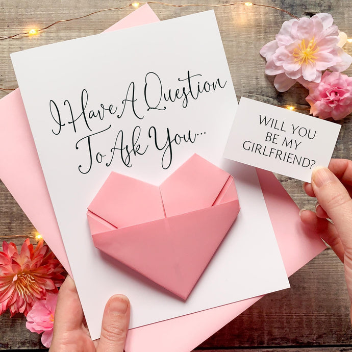 Origami Heart Proposal - Personalised Proposal Card with Handmade 3D Paper Heart Keepsake