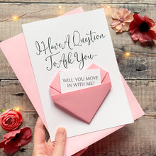 Load image into Gallery viewer, Origami Heart Proposal - Personalised Proposal Card with Handmade 3D Paper Heart Keepsake