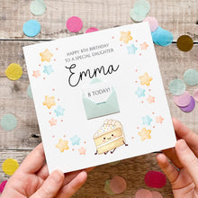Load image into Gallery viewer, Personalised Daughter Birthday Card - Custom Keepsake Pink Cake Sprinkles Design
