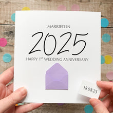 Load image into Gallery viewer, Personalised 1st Anniversary Card – Custom Wedding Date Keepsake With Mini Envelope