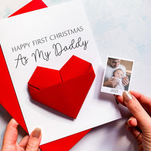 Load image into Gallery viewer, Personalised 1st Christmas Card – Origami Heart Photo Keepsake Gift for New Dad