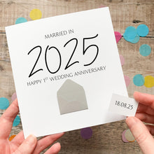 Load image into Gallery viewer, Personalised 1st Anniversary Card - Romantic Couple Gift | Handmade Paper, Mini Envelope