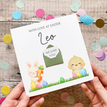 Load image into Gallery viewer, Personalised Easter Card | Card For Grandson With Easter Bunny &amp; Chick Design