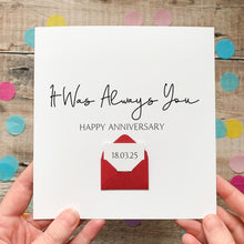 Load image into Gallery viewer, Romantic Anniversary Card - Personalised Secret Message Mini Envelope, Handmade UK