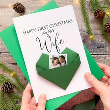 Load image into Gallery viewer, First Christmas Card – Personalised Origami Heart Keepsake Photo Insert Gift