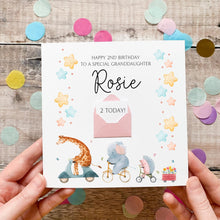 Load image into Gallery viewer, Little Girl Birthday Card - Personalised Jungle Animal Card on Premium Silk Cardstock