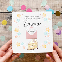 Load image into Gallery viewer, Personalised Daughter Birthday Card - Custom Keepsake Pink Cake Sprinkles Design