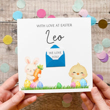 Load image into Gallery viewer, Personalised Easter Card | Card For Grandson With Easter Bunny &amp; Chick Design
