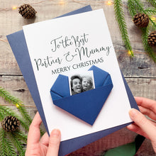 Load image into Gallery viewer, Personalised Christmas Card – Handmade Origami Heart Card | Keepsake Photo Gift