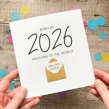Load image into Gallery viewer, Baby Welcome Card - Personalised Newborn Gift with Secret Message Envelope 150mm Square