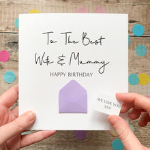 Load image into Gallery viewer, Wife Mummy Birthday Card – Personalised Keepsake With Custom Age, Bright White Silk