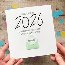 Load image into Gallery viewer, Personalised Engagement Card Featuring Custom Message Envelope – Elegant Silk Card, UK Handmade