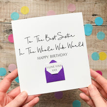 Load image into Gallery viewer, Best Sister Birthday Card – Personalised Handmade UK Keepsake With Secret Message