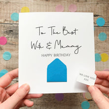 Load image into Gallery viewer, Wife Mummy Birthday Card – Personalised Keepsake With Custom Age, Bright White Silk