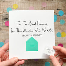 Load image into Gallery viewer, Best Friend Birthday Card - Personalised Handmade Keepsake With Secret Message Envelope