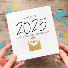 Load image into Gallery viewer, Personalised 1st Anniversary Card – Custom Wedding Date Keepsake With Mini Envelope
