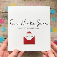 Load image into Gallery viewer, Personalised Anniversary Card - Handmade UK Luxury Silk Card with Secret Message Reveal