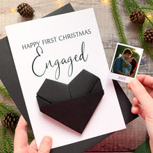 Load image into Gallery viewer, 1st Christmas Engaged Card – Personalised Origami Heart Keepsake Photo Gift
