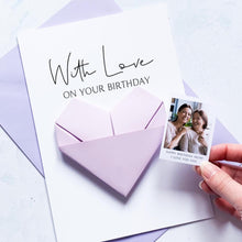 Load image into Gallery viewer, Personalised Birthday Card | Handmade Origami Heart Keepsake For Mum Gift