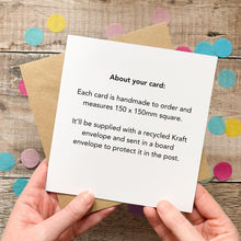 Load image into Gallery viewer, Easter Personalised Card – Handmade Silk Card With Cute Bunny Design &amp; Keepsake Gift