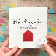 Load image into Gallery viewer, Romantic Anniversary Card - Personalised Secret Message Mini Envelope, Handmade UK