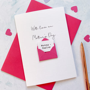 Personalised 'With Love' Mother's Day Envelope Card