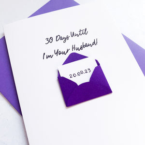 Husband Wedding Countdown Card, Card for husband to be, engagement card, Husband to be card, Wife to be card, Wedding Card for Fiancee